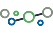 A custom illustration for medium-sized companies. It has blue and green circles and one dark blue line in the middle.